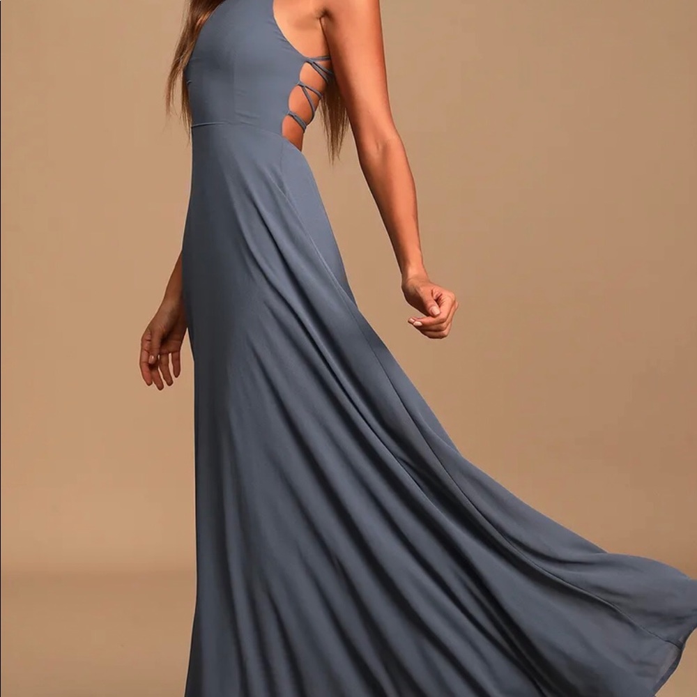 Lulus’s open cross back dress (Navy Blue)